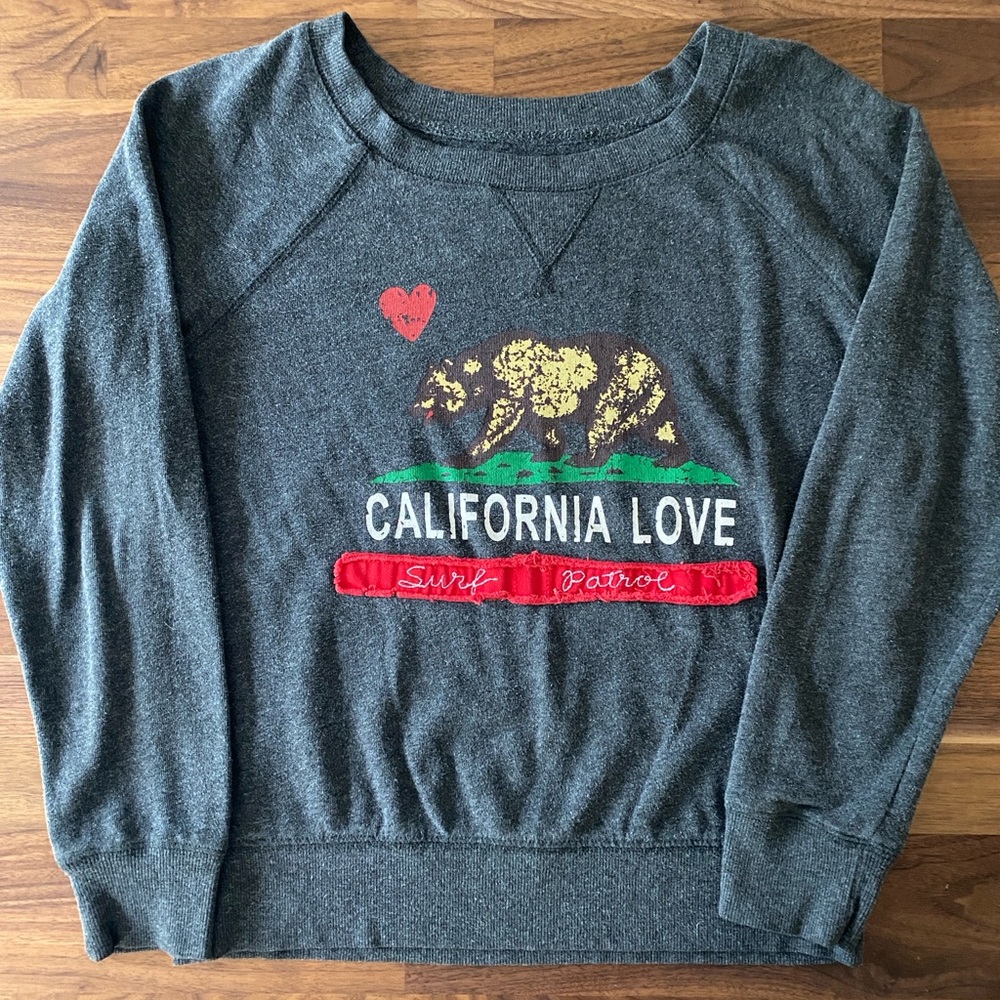 Reflex Gray California Love Surf Patrol Bear Sweatshirt
